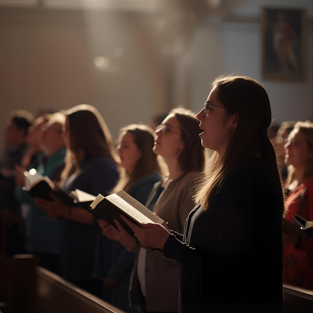 People worshipping in a church.